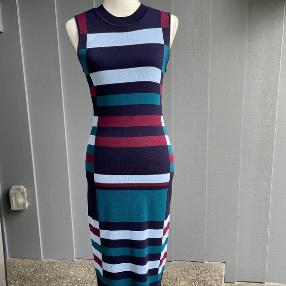 Stunning Vince Camuto Color Block Knit Sheath Dress - Picture 1 of 11
